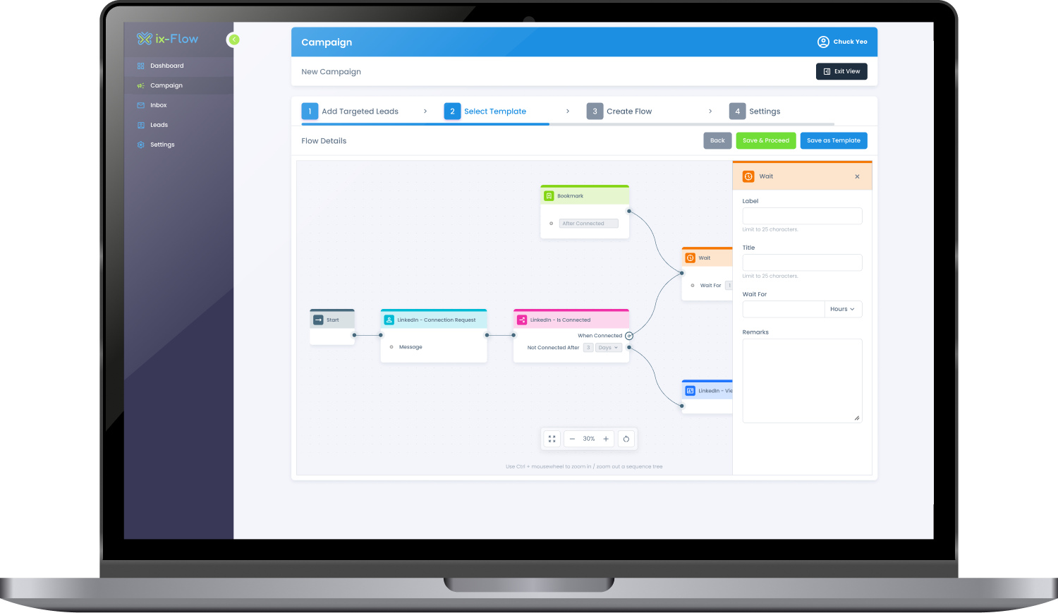 ix-Flow automation dashboard on laptop